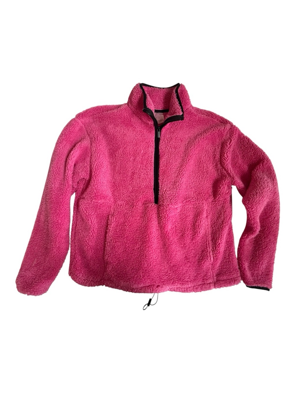 No Boundaries Hot Pink Sherpa Quarter Zip Fleece Pullover Jacket Juniors L 11-13